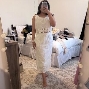 White Eyelet Midi Skirt Set / Two Piece Set / Old Navy Skirt Set